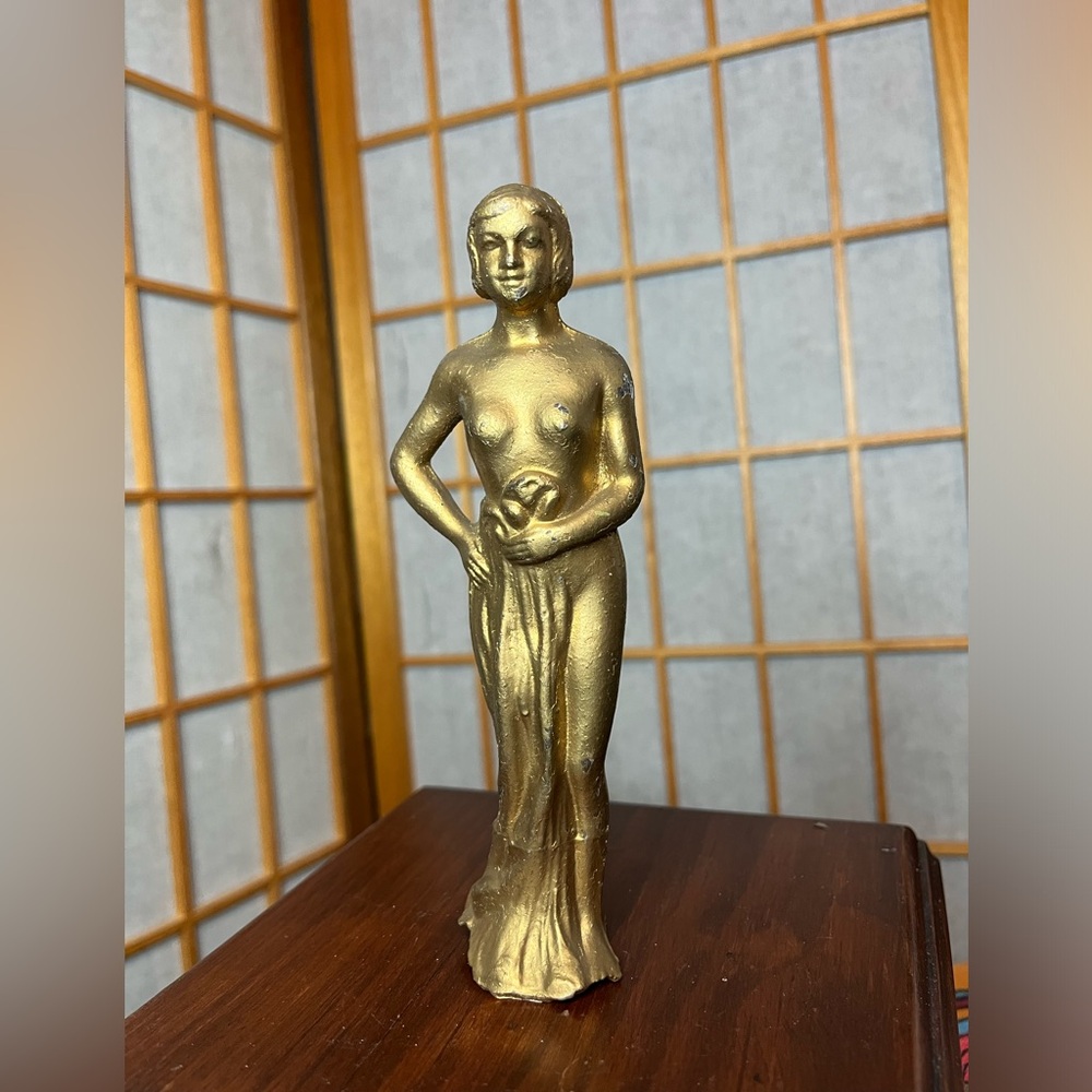 Vintage antique art deco cast metal woman 6.5"